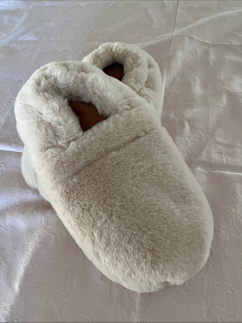 Microwave Slippers Plush Lavender Flaxseed Heated Spa Gift Cream NEW